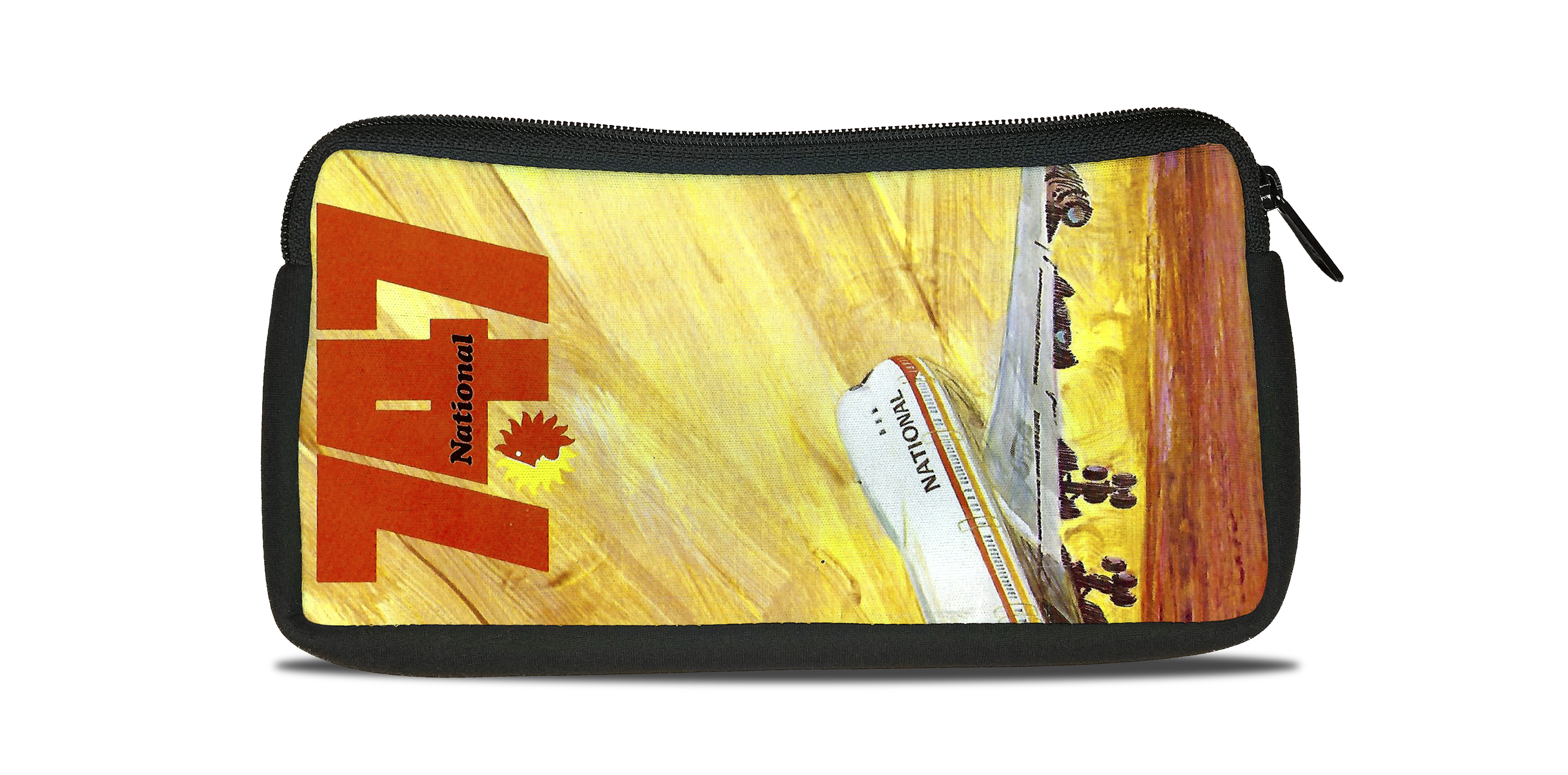 National Airlines 747 Timetable Cover Bag Sticker Travel Pouch