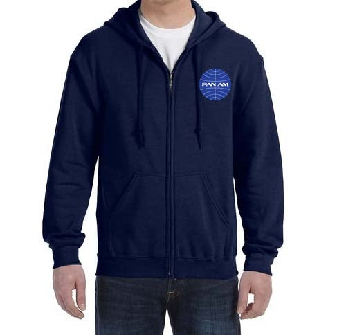 Pan Am Zipped Hooded Sweatshirt Embroidered