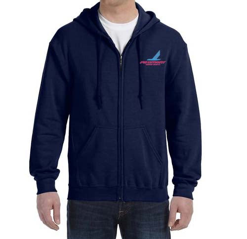 Piedmont Airlines Logo Zipped Hooded Sweatshirt Embroidered
