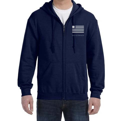 US Airways Zipped Hooded Sweatshirt Embroidered