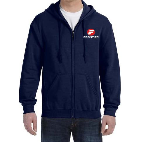 Old Frontier Airlines Zipped Hooded Sweatshirt Embroidered