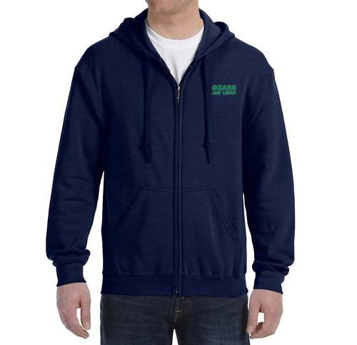 Ozark Airlines Logo Zipped Hooded Sweatshirt Embroidered