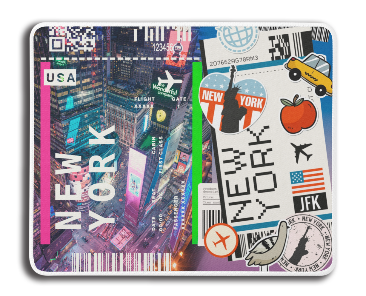 Ticket To New York Collage Mousepad