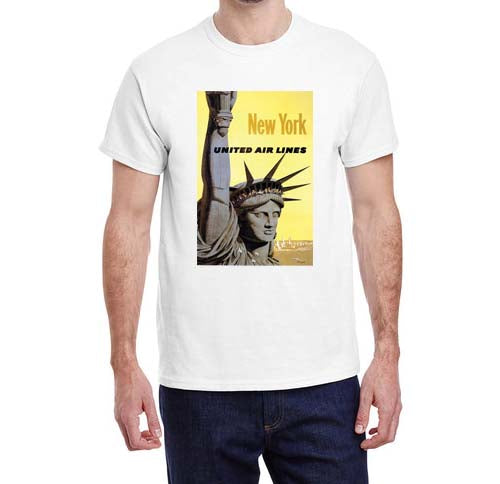 Vintage United Airlines New York Travel Poster T-shirt