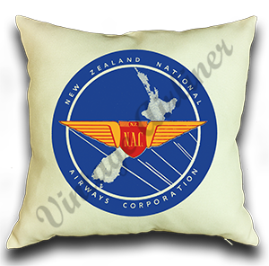 New Zealand National Airways Vintage Bag Sticker Linen Pillow Case Cover