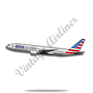 AA 777 New Livery One World Round Sandstone Coaster