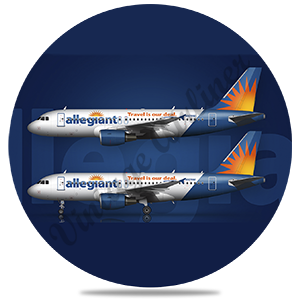 Allegiant A319s New Livery Round Sandstone Coaster