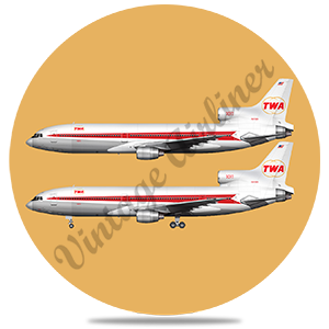TWA L1011 Twin Globe Livery Round Sandstone Coaster