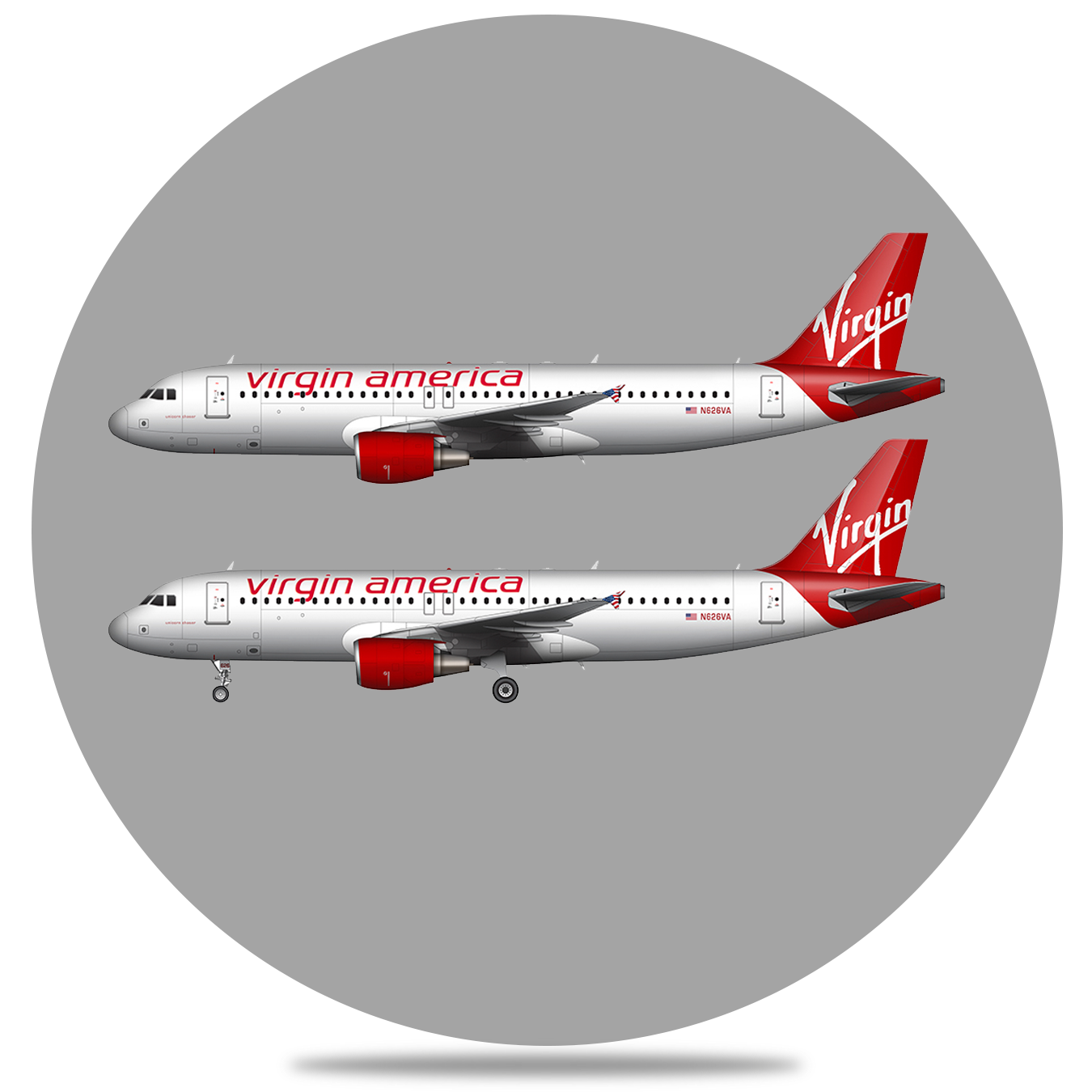 Virgin America A320 Round Sandstone Coaster