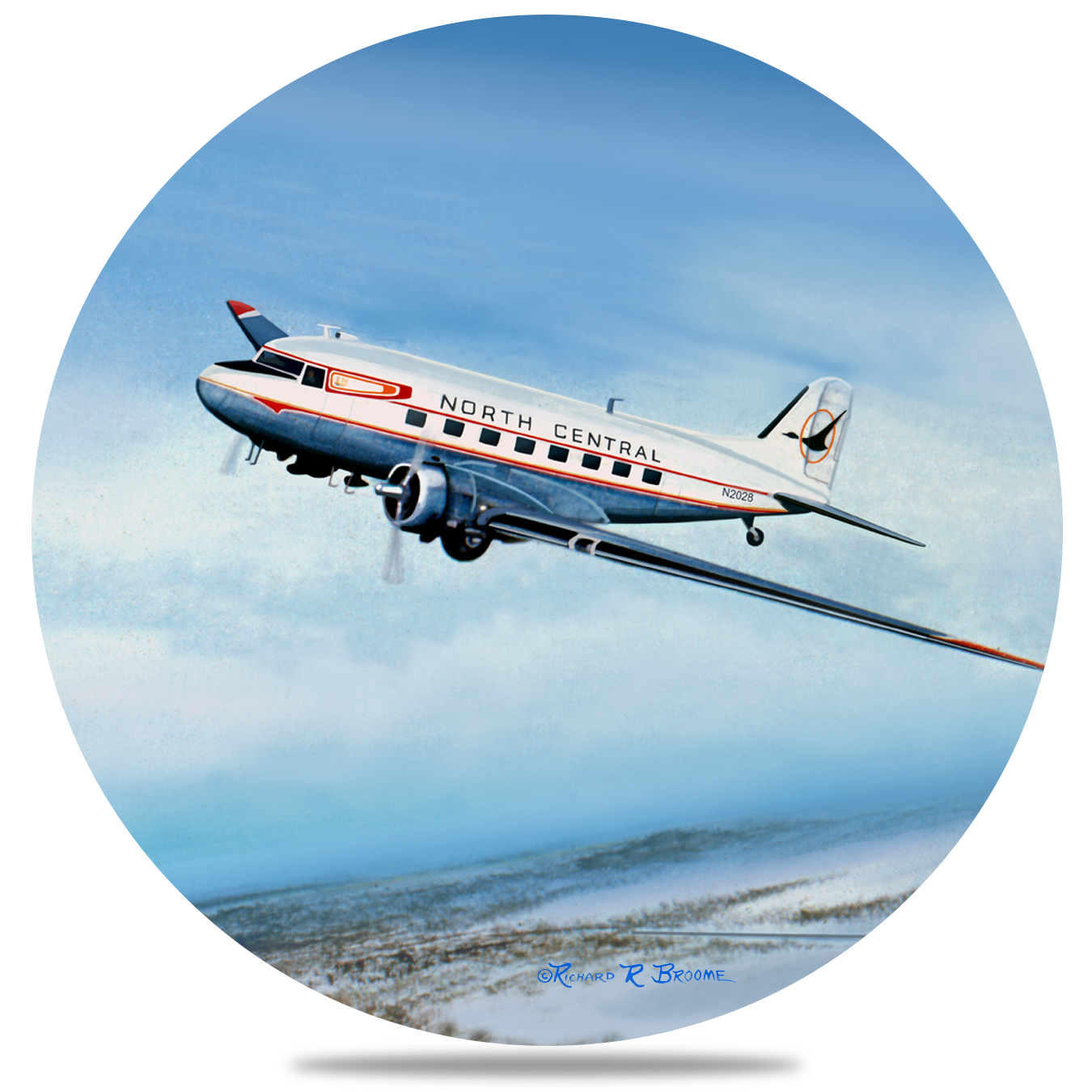 North Central DC3 Round Sandstone Coaster by Rick Broome