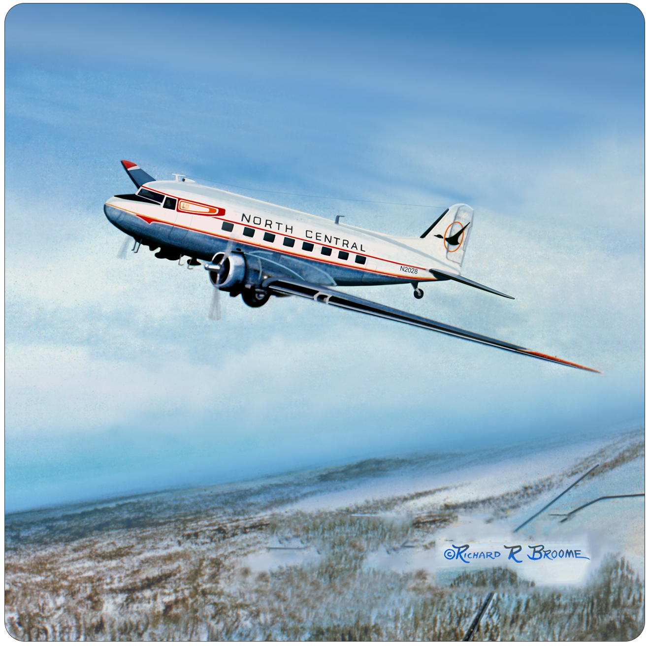 North Central DC3 Square Sandstone Coaster by Rick Broome