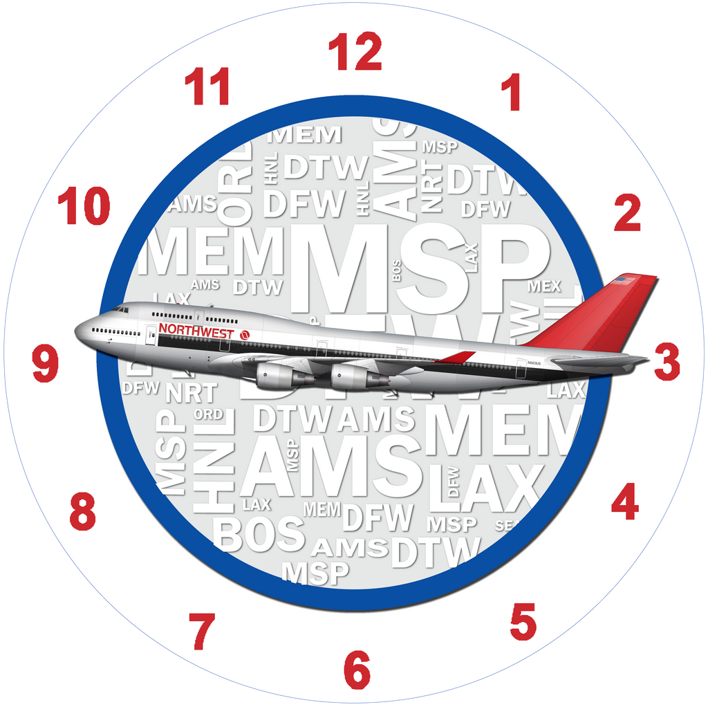 Northwest Airlines 747 Wall Clock