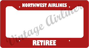 Northwest Airlines - Retiree - Red License Plate Frame