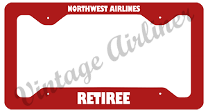 Northwest Airlines - Retiree - Red License Plate Frame