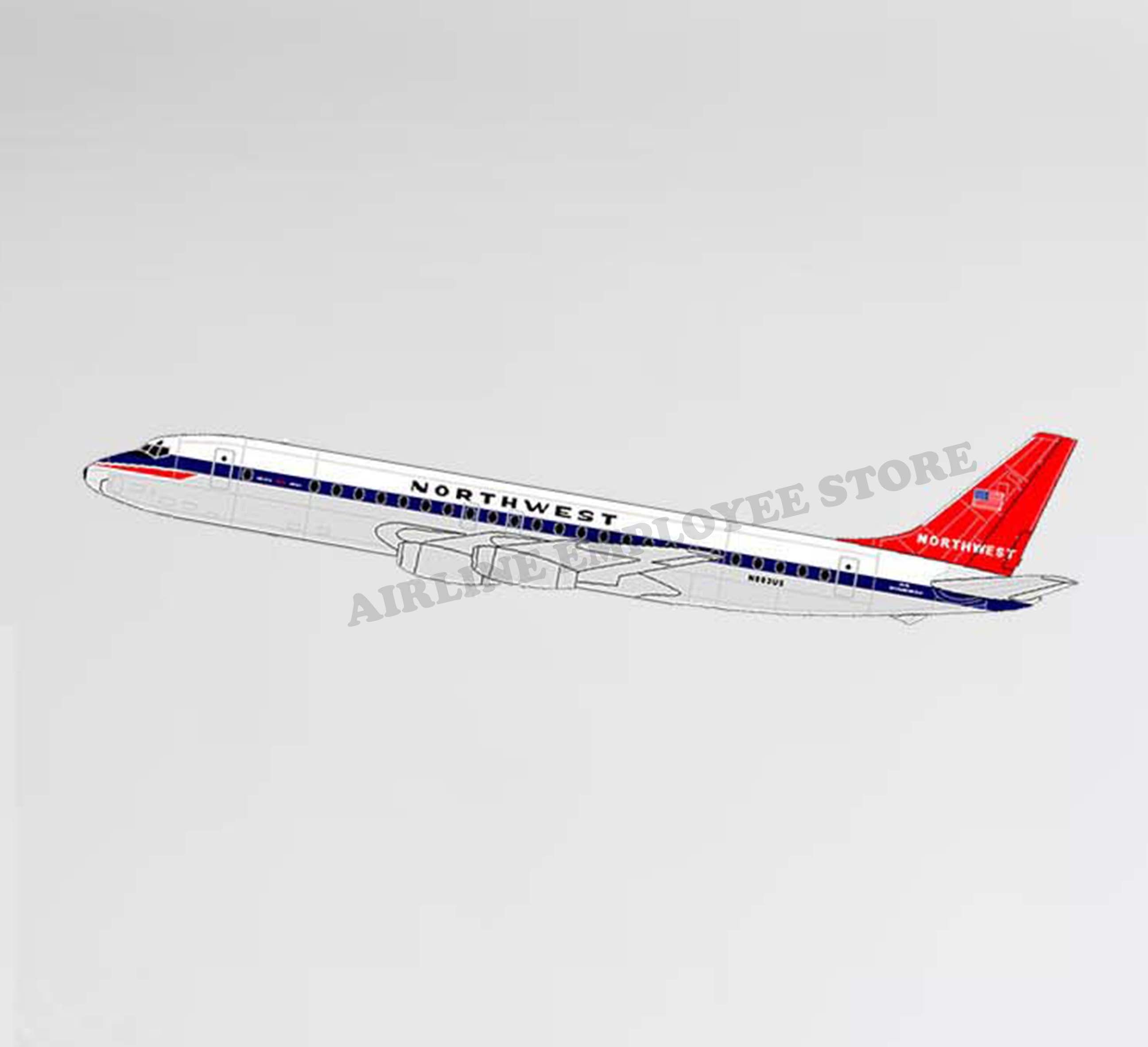 Northwest Airlines Jet Red Tail Decal Stickers