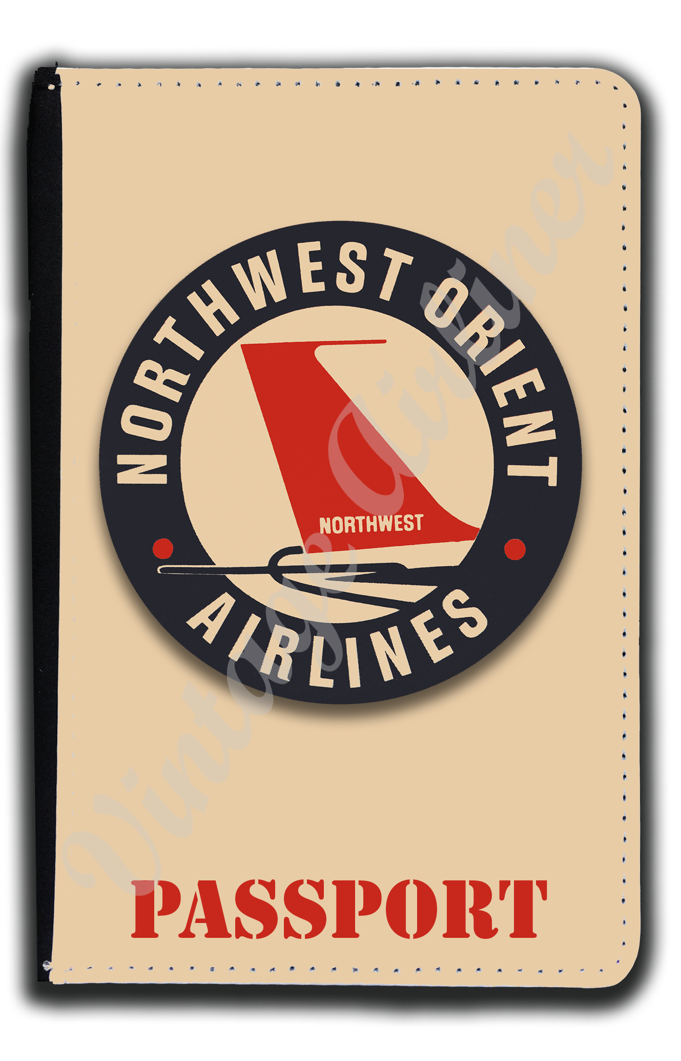 Northwest Orient Airlines 1950's Bag Sticker Passport Case