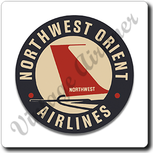 Northwest Orient Airlines 1950's Vintage Square Sandstone Coaster