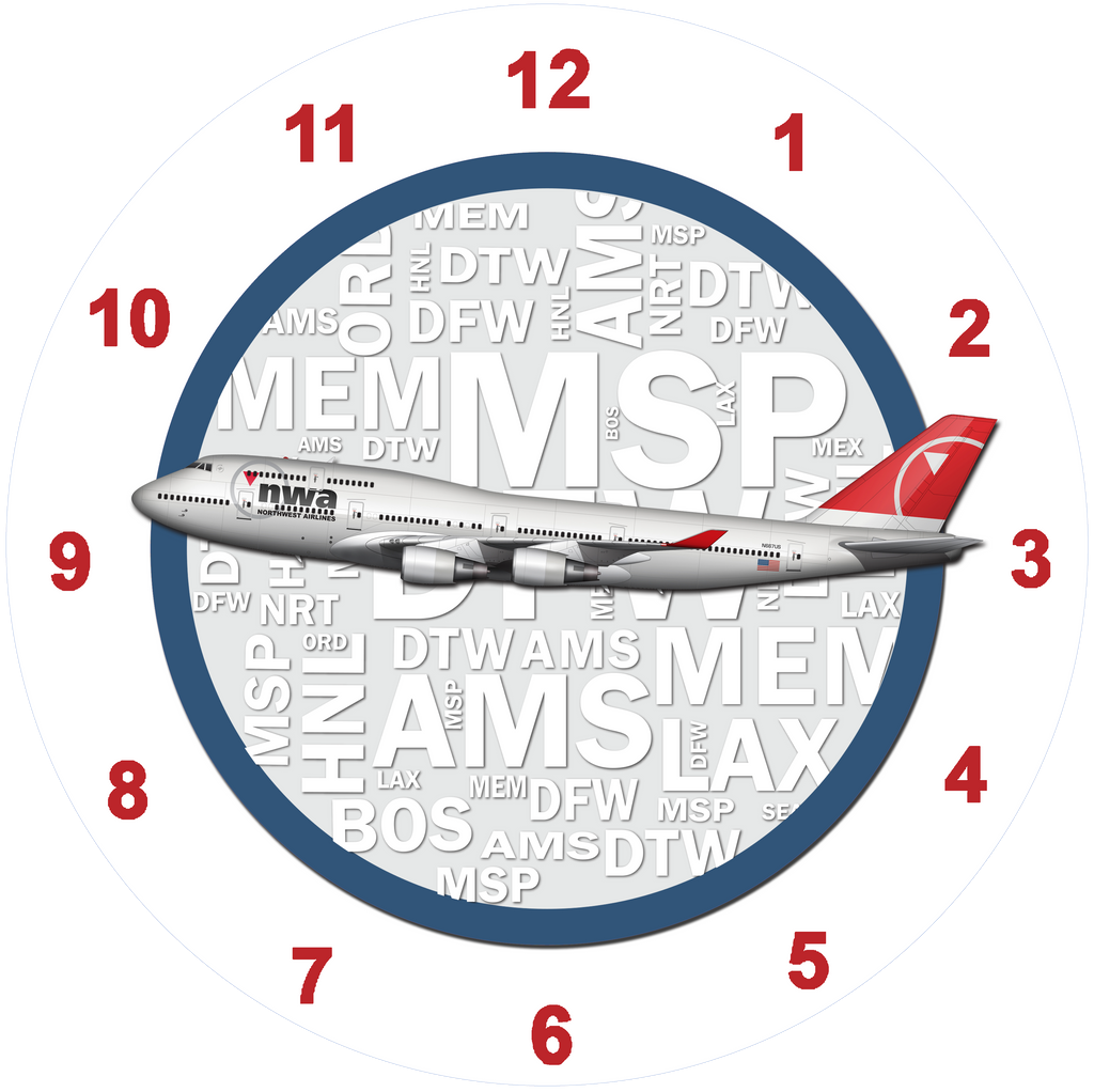 Northwest Airlines 747-400 Last Livery Wall Clock