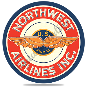 Northwest Airlines Vintage Airmail Sticker Round Sandstone Coaster
