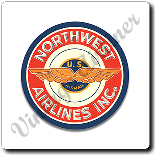Northwest Airlines Vintage Airmail Sticker Square Sandstone Coaster