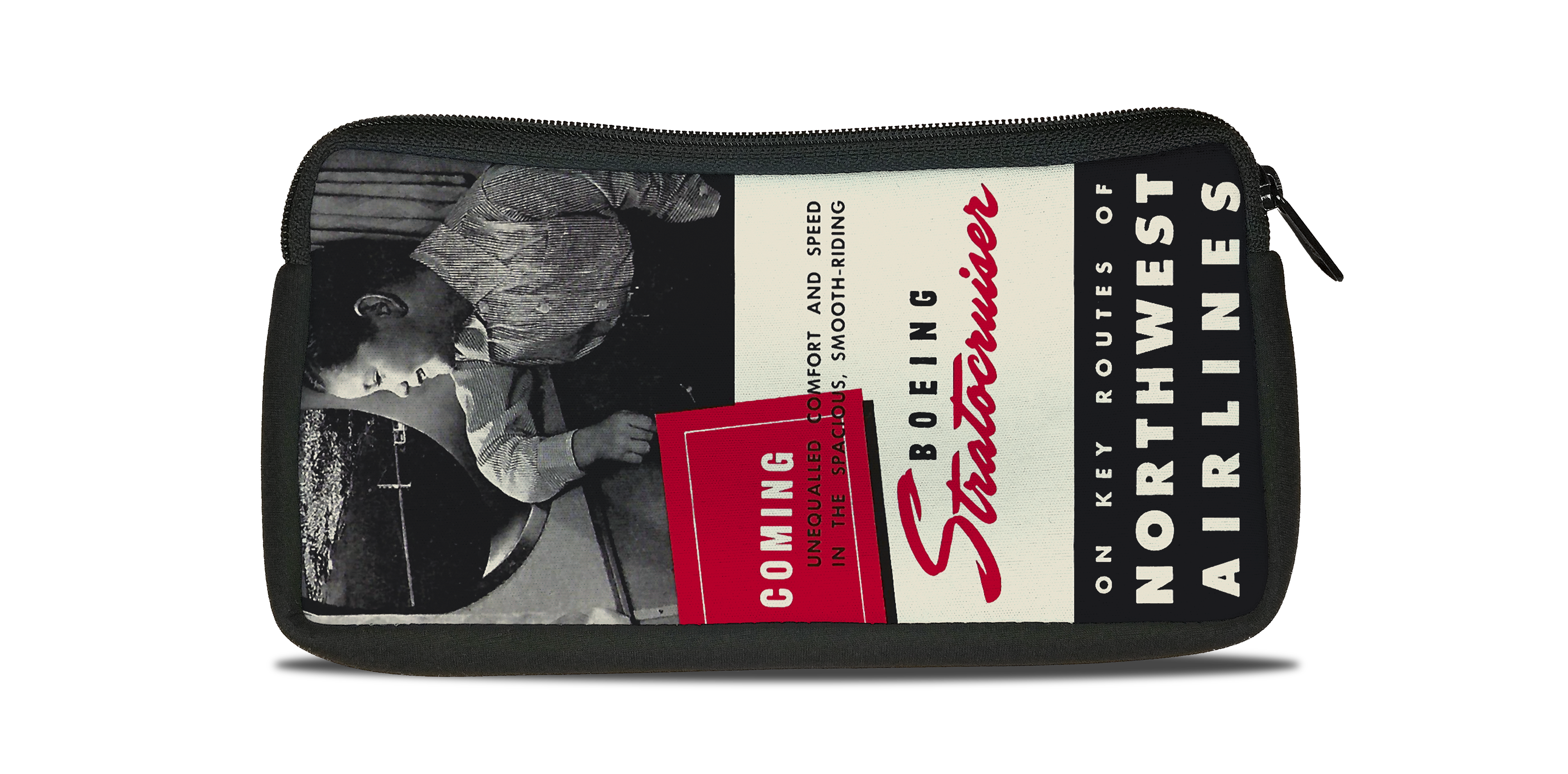 Northwest Airlines Vintage Timetable Cover Bag Sticker Travel Pouch