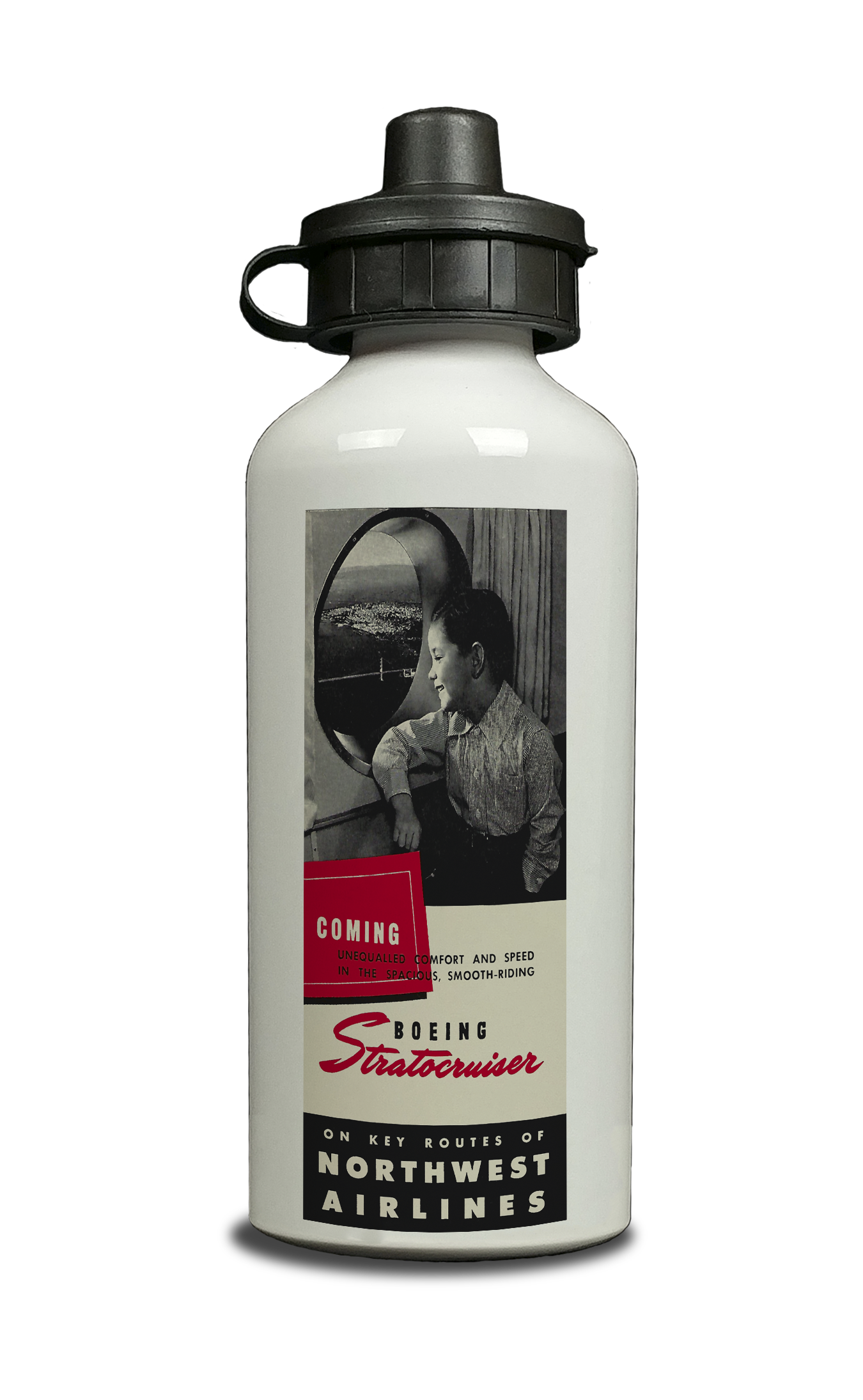 Northwest Airlines Vintage Timetable Cover Aluminum Water Bottle