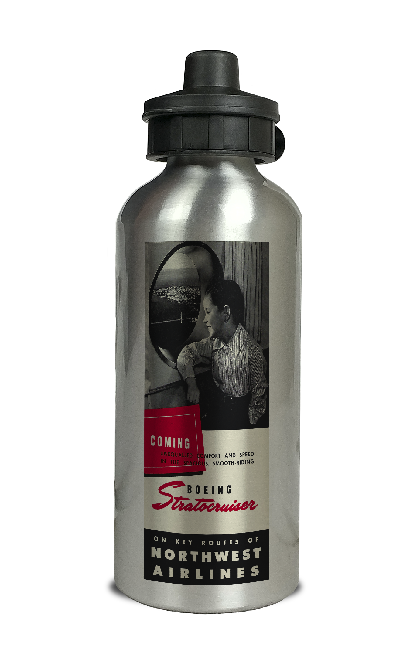 Northwest Airlines Vintage Timetable Cover Aluminum Water Bottle