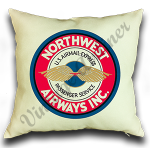 Northwest Airways 1940s Vintage Bag Sticker Linen Pillow Case Cover