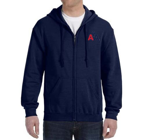 American Airlines Old AA Logo Navy Zipped Hooded Sweatshirt Embroidered