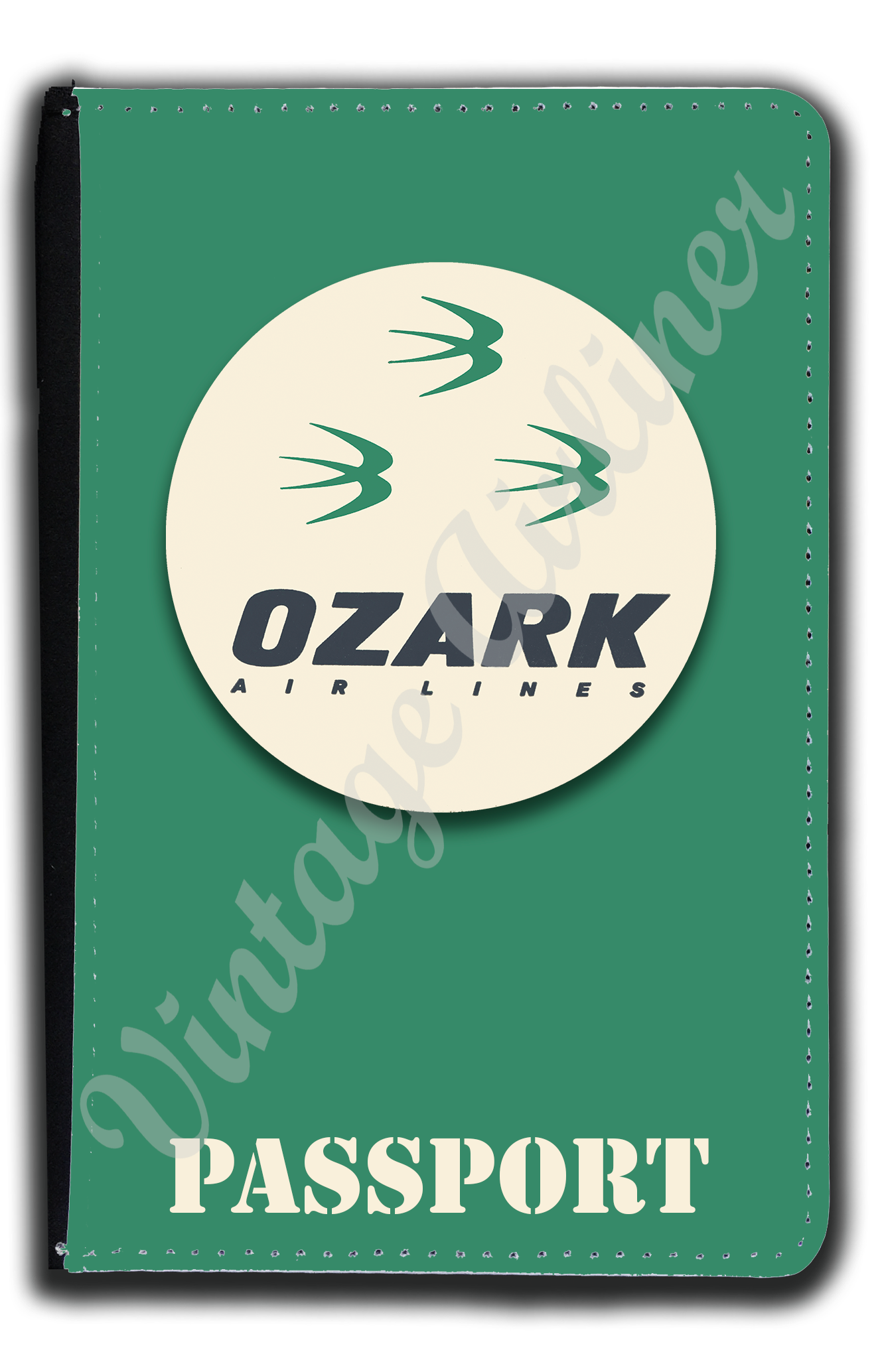 Ozark Airlines Green Bag Sticker Passport Case
