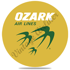 Ozark Airlines Yellow Logo Round Sandstone Coaster