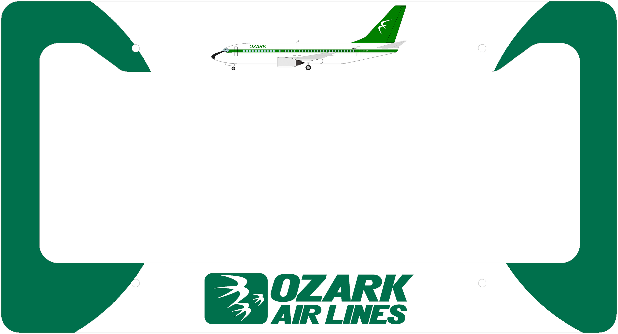 Ozark Airlines Livery - License Plate Thick Frame