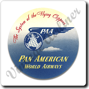 Pan Am Vintage Baggage Sticker Square Sandstone Coaster