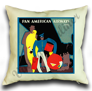 Pan American World Airways 1950's Vintage Linen Pillow Case Cover