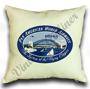 Pan American World Airways Australia Vintage Linen Pillow Case Cover