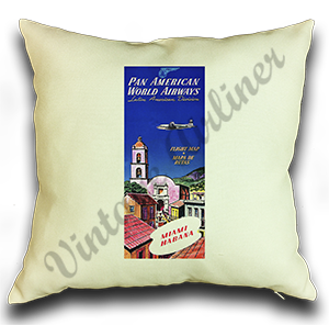 Pan Am World Timetable Linen Pillow Case Cover