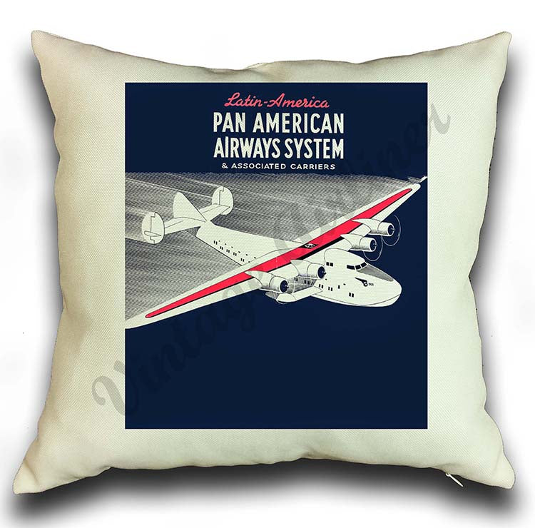 Pan American Airway System Vintage Pillow Case Cover