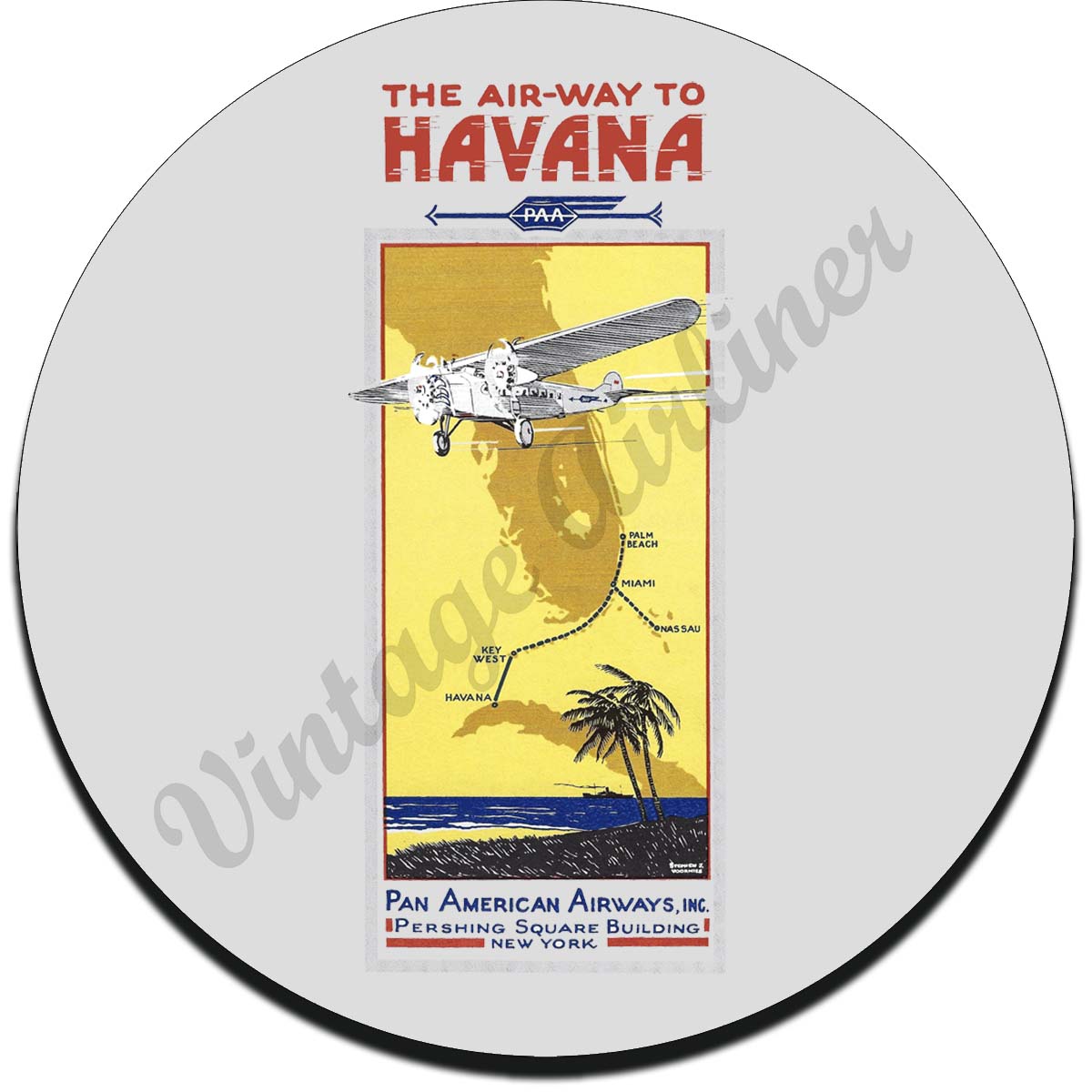 Pan American Airway Air-Way To Havana Vintage Sandstone Coaster
