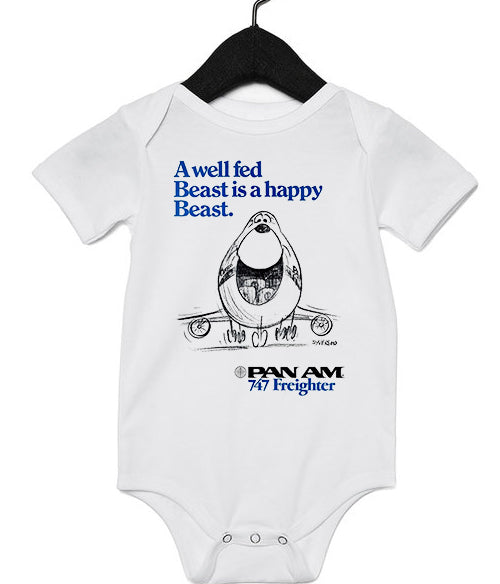 Pan Am 747 Freighter "A Well Fed Beast Is A Happy Beast" Infant Onesie