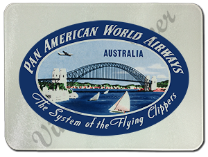Pan Am Vintage Australia Bag Sticker Glass Cutting Board