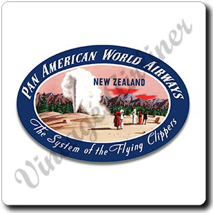 Pan American World Airways New Zealand Vintage Square Sandstone Coaster