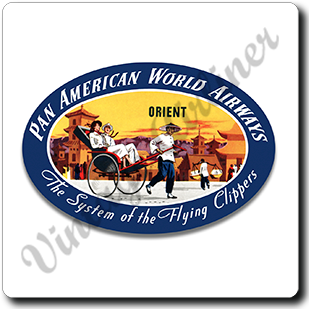 Pan American World Airways Orient Vintage Square Sandstone Coaster
