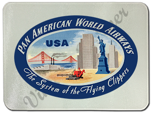Pan Am Vintage USA Bag Sticker Glass Cutting Board