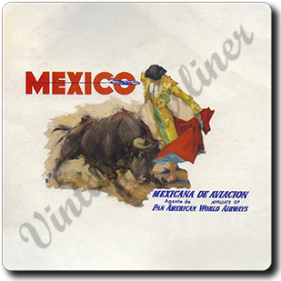 Pan American World Airways Mexico Vintage Square Sandstone Coaster