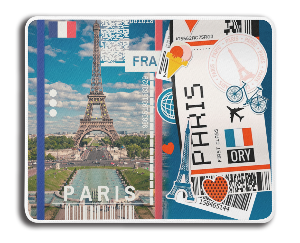 Ticket To Paris Collage Mousepad