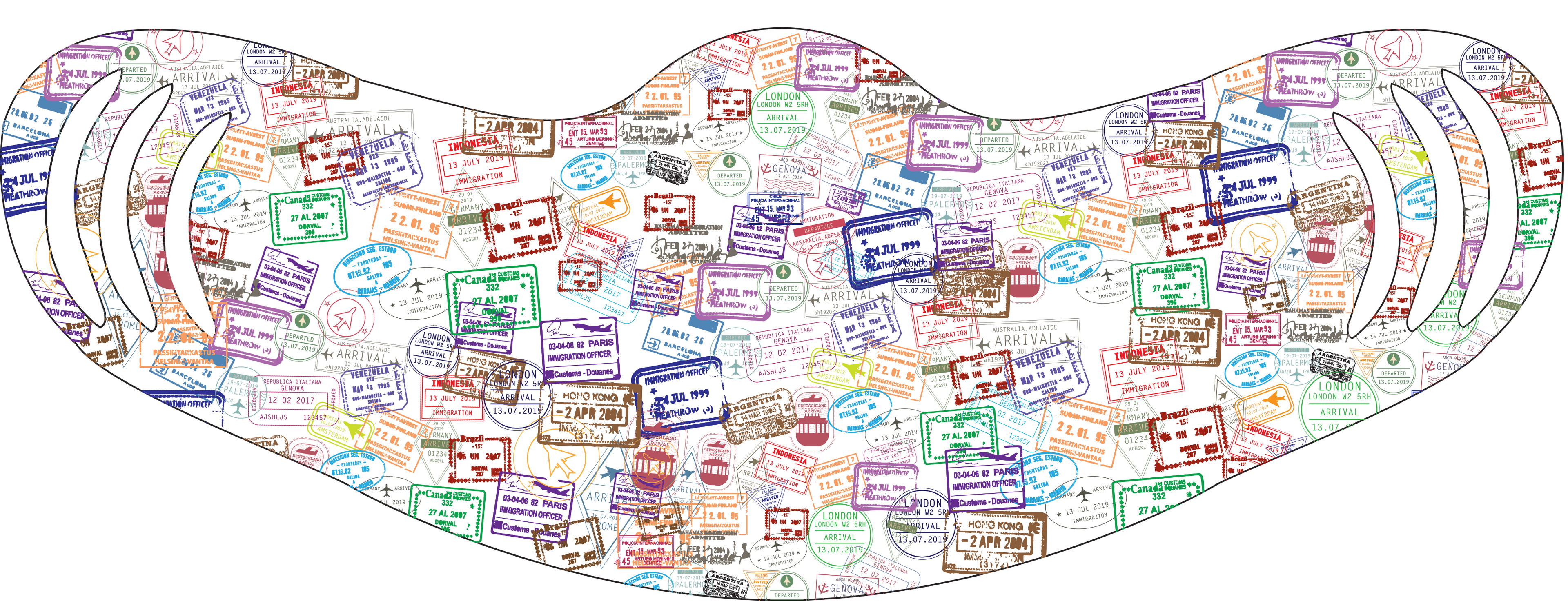 Passport Stamps Face Mask