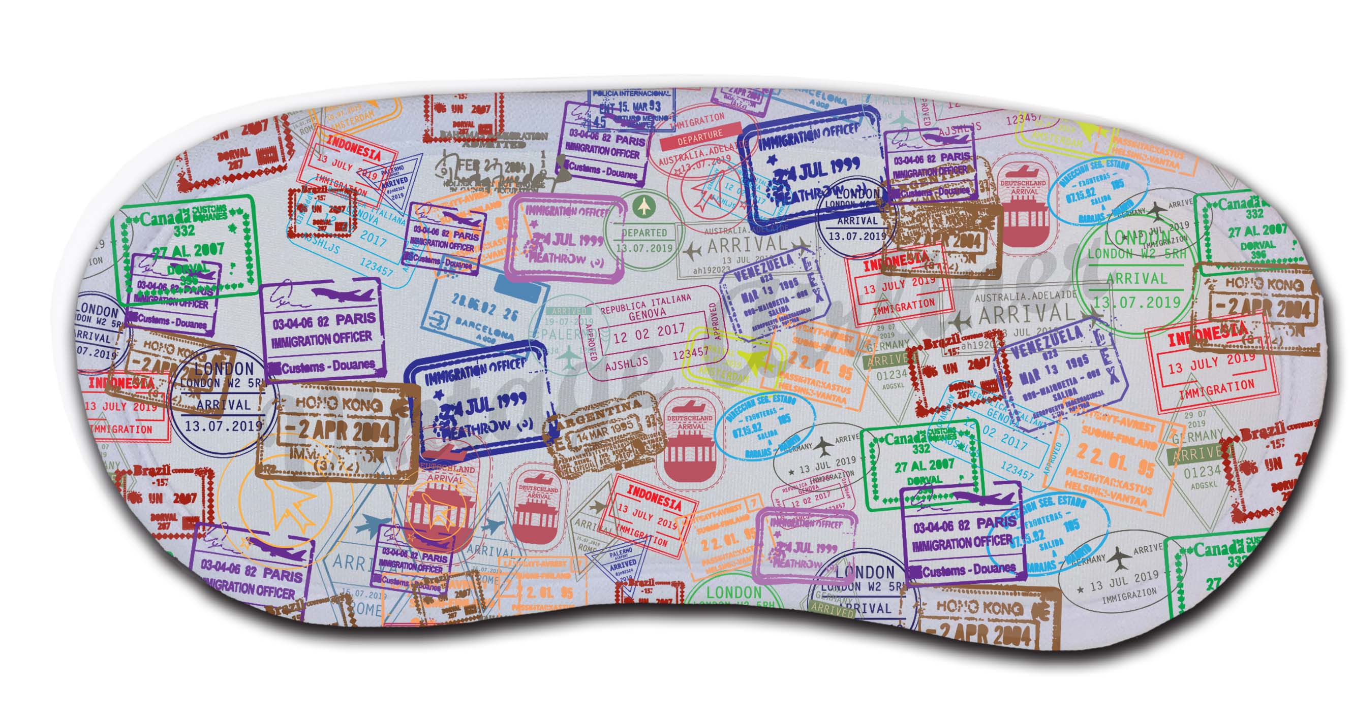 collage of passport stamps tags Sleep Mask