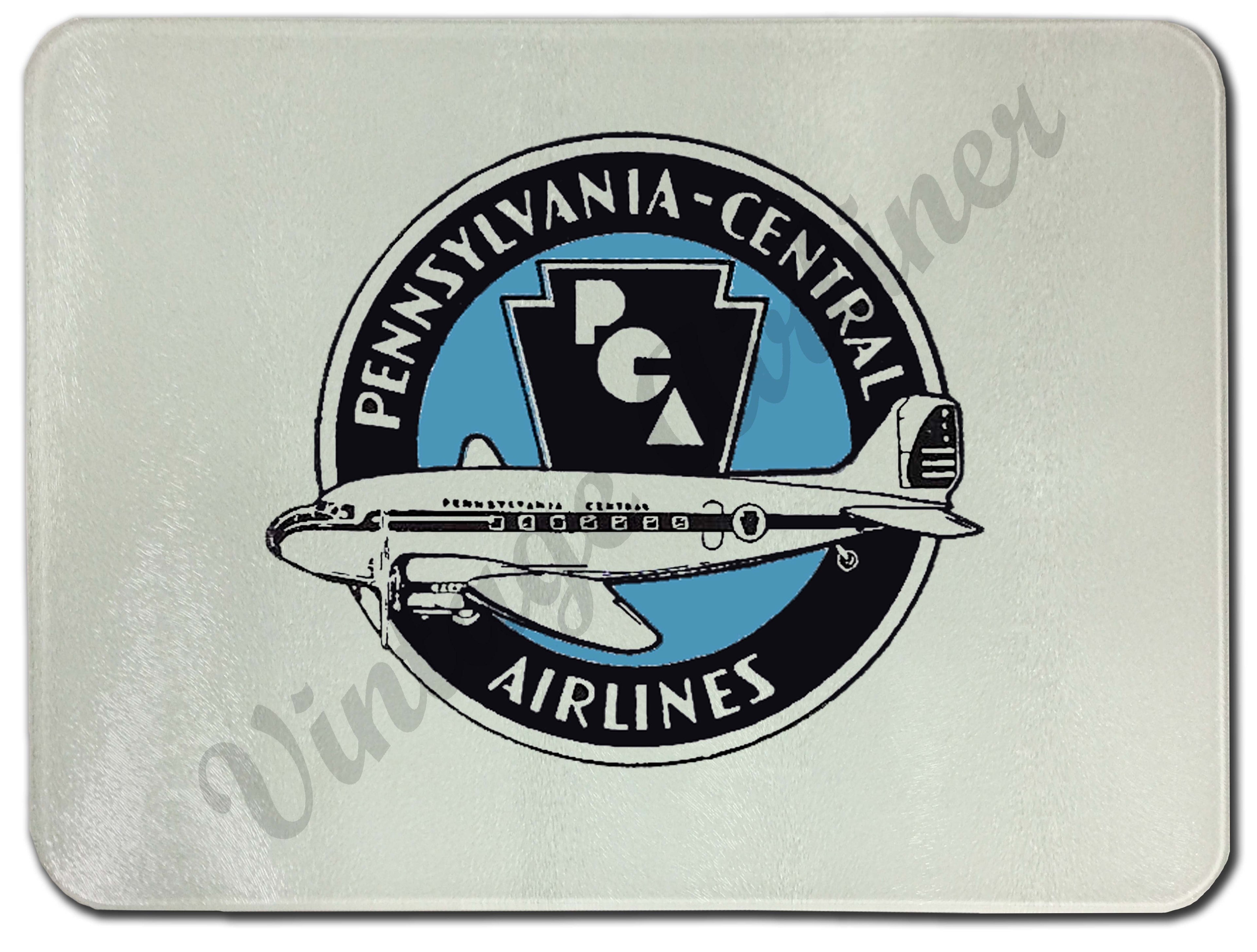 Pennsylvania Central Airlines Vintage Glass Cutting Board