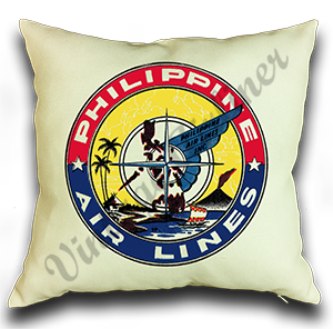 Philippine Air Lines 1950's Vintage Linen Pillow Case Cover