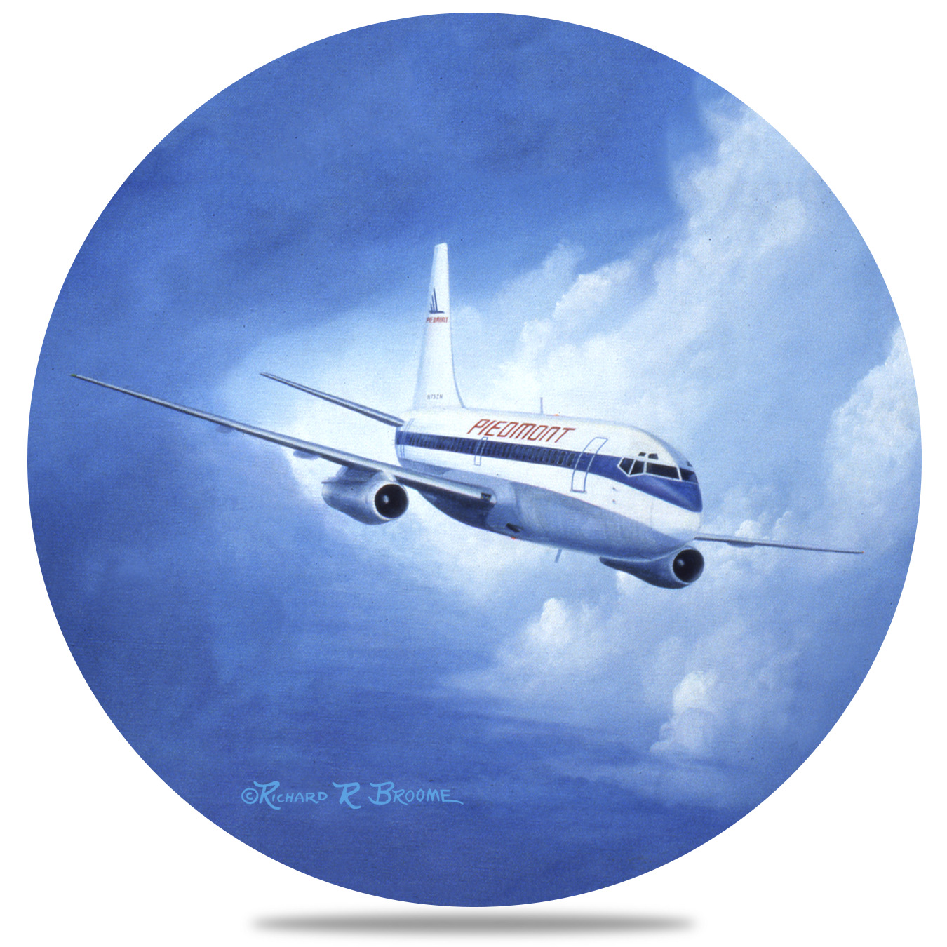 Piedmont Airlines 737 Round Sandstone Coaster by Rick Broome